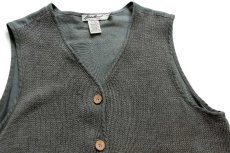 画像3: 90s EddieBauerエディーバウアー ニット 切り替え リネンベスト グリーングレー W-L (3)