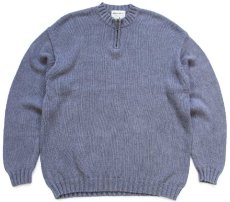 画像1: 90s EddieBauerエディーバウアー 無地 ハーフジップ コットンニット セーター グレー XL (1)