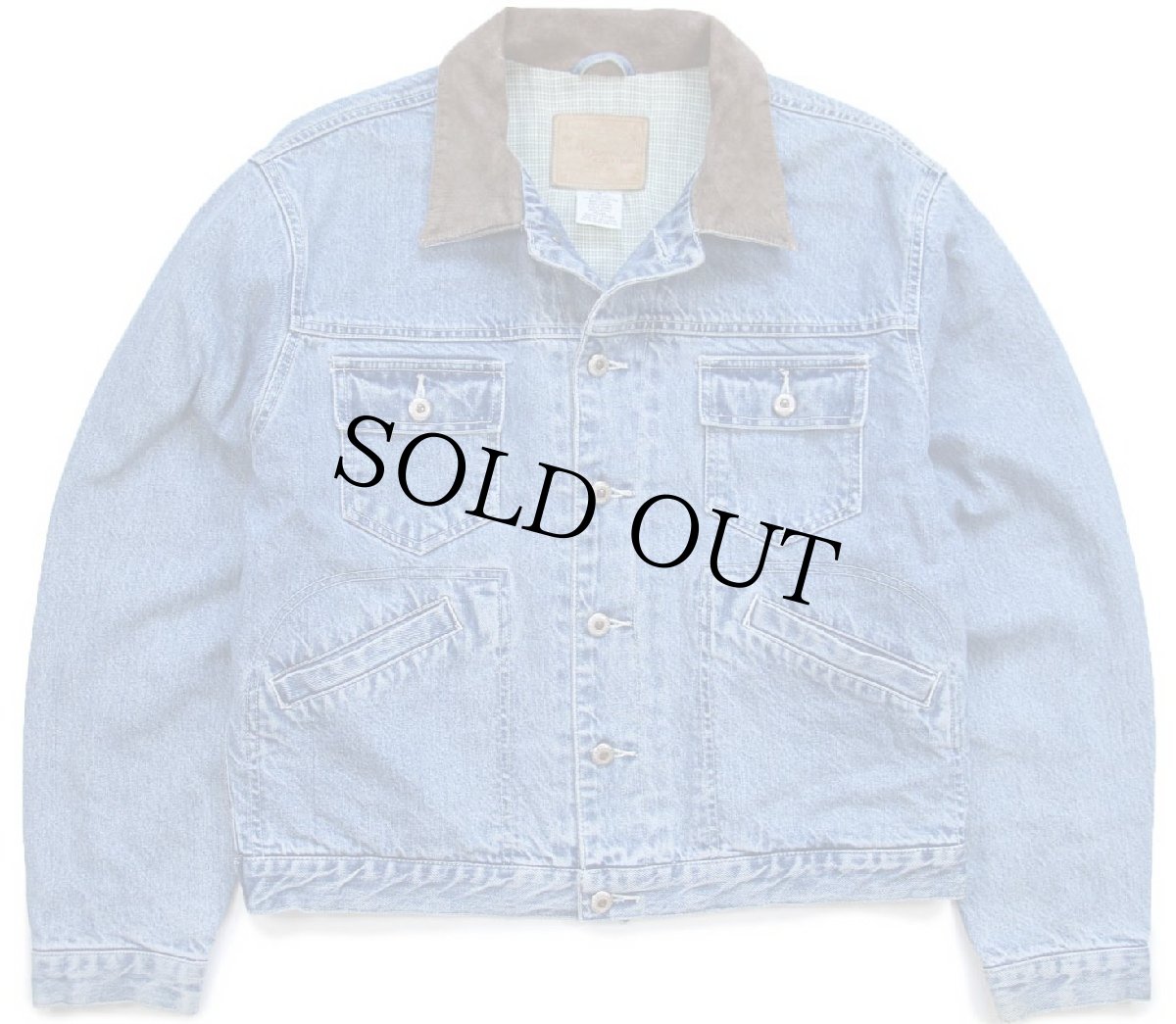 画像1: 00s GAPギャップ スペシャル チェック コットンライナー デニムジャケット M (1)