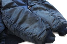 画像9: 80s USA製 ALPHAアルファ MA-1 フライトジャケット 紺 フェード XL (9)