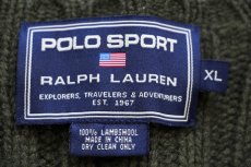 画像4: 90s POLO SPORT ポロ スポーツ ラルフローレン ラムウールニット セーター オリーブグリーン XL (4)