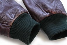 画像7: 90s Hard Rock CAFE ハードロック カフェ NIAGARA FALLS ロゴ刺繍 キルティングライナー メルトン ウール 袖革スタジャン 紺×赤茶 M (7)