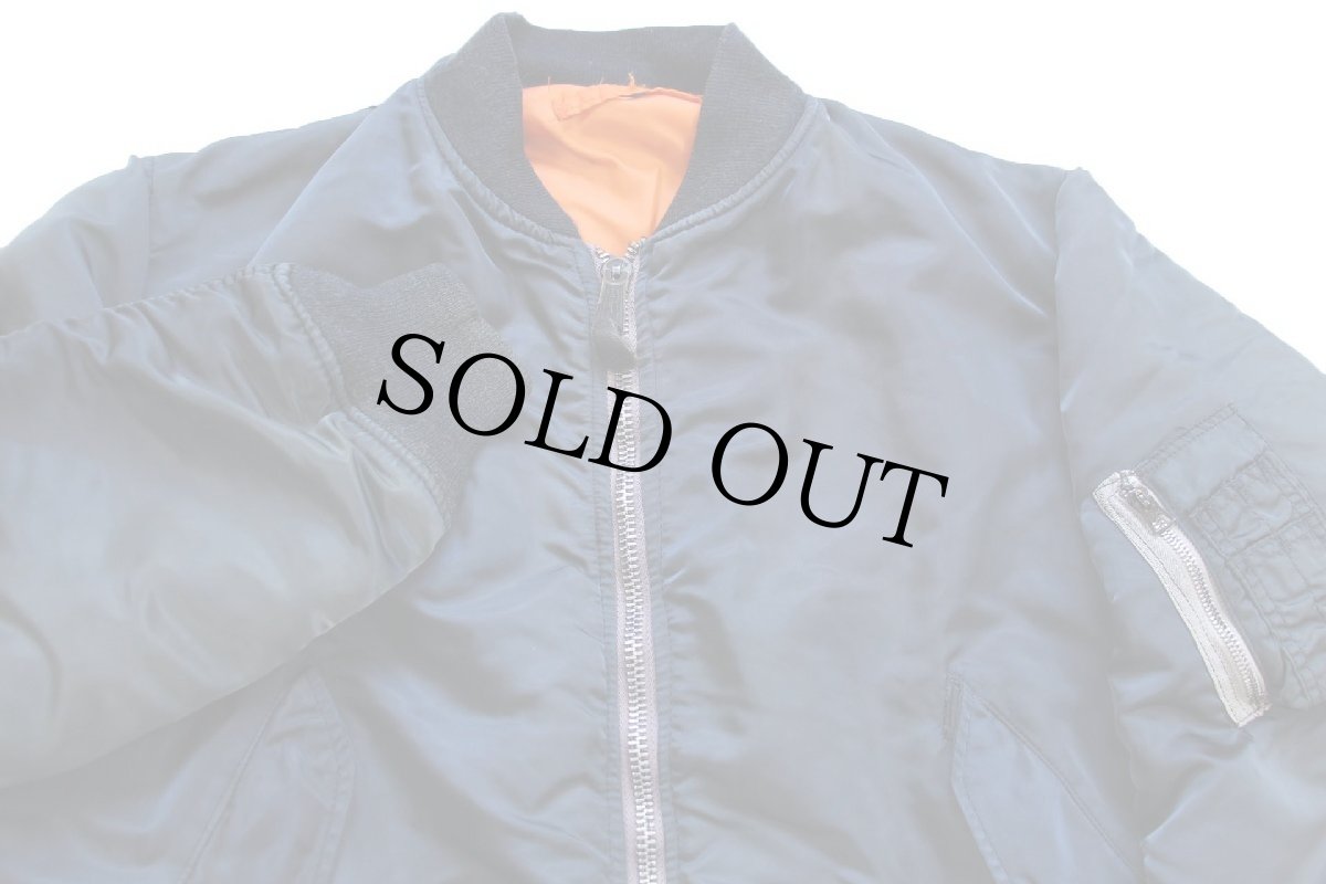 画像3: 80s USA製 ALPHAアルファ MA-1 フライトジャケット 紺 フェード XL (3)