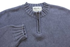 画像3: 90s EddieBauerエディーバウアー 無地 ハーフジップ コットンニット セーター グレー XL (3)