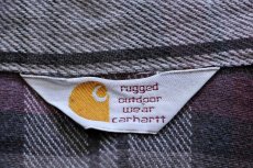 画像4: 90s carharttカーハート チェック ダメージ コットン フランネルシャツ (4)