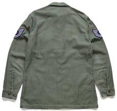 画像2: 60s 米軍 U.S.AIR FORCE パッチ付き コットンサテン ユーティリティシャツ オリーブグリーン カスタム (2)