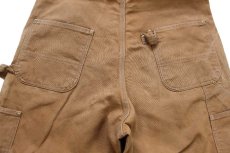 画像6: 90s USA製 carharttカーハート ダブルニー ダック地 オーバーオール 茶 W38 L30 (6)