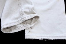 画像9: 90s USA製 L.L.Bean ペンキ飛び&ダメージ カラーデニムパンツ ボロ ライトベージュ W32 L32 (9)