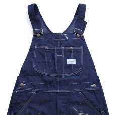 画像1: 70s USA製 Sears ペンキ飛び バットダイ デニム オーバーオール W32 L30 (1)