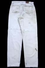 画像3: 90s USA製 L.L.Bean ペンキ飛び&ダメージ カラーデニムパンツ ボロ ライトベージュ W32 L32 (3)
