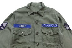 画像3: 60s 米軍 U.S.AIR FORCE パッチ付き コットンサテン ユーティリティシャツ オリーブグリーン カスタム (3)
