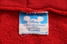 画像5: 80s USA製 Walt Disney World ミッキー マウス ひび割れプリント ダメージ スウェット ジップパーカー 赤 XL★フーディー (5)