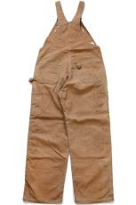 画像3: 90s USA製 carharttカーハート ダブルニー ダック地 オーバーオール 茶 W38 L30 (3)