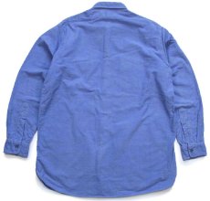 画像2: 80s USA製 L.L.Bean CHAMOIS CLOTH SHIRT 無地 コットン シャモアクロスシャツ 青紫 16.5 L (2)