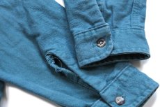 画像6: 80s USA製 DEERSKIN 無地 コットン シャモアクロスシャツ 青緑 (6)