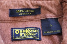 画像4: 90s USA製 OSHKOSH B'GOSH 無地 コットン シャモアクロスシャツ 小豆 フェード L (4)