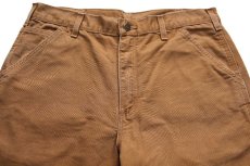 画像4: メキシコ製 carharttカーハート ダック地 ペインターパンツ 茶 W34 L32 (4)