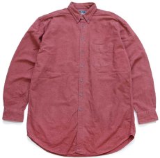 画像1: 90s USA製 Woolrichウールリッチ 無地 ボタンダウン コットン シャモアクロスシャツ 薄赤 L-L (1)