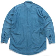 画像2: 80s USA製 DEERSKIN 無地 コットン シャモアクロスシャツ 青緑 (2)