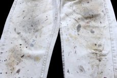 画像8: 90s USA製 L.L.Bean ペンキ飛び&ダメージ カラーデニムパンツ ボロ ライトベージュ W32 L32 (8)