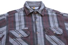 画像3: 90s carharttカーハート チェック ダメージ コットン フランネルシャツ (3)