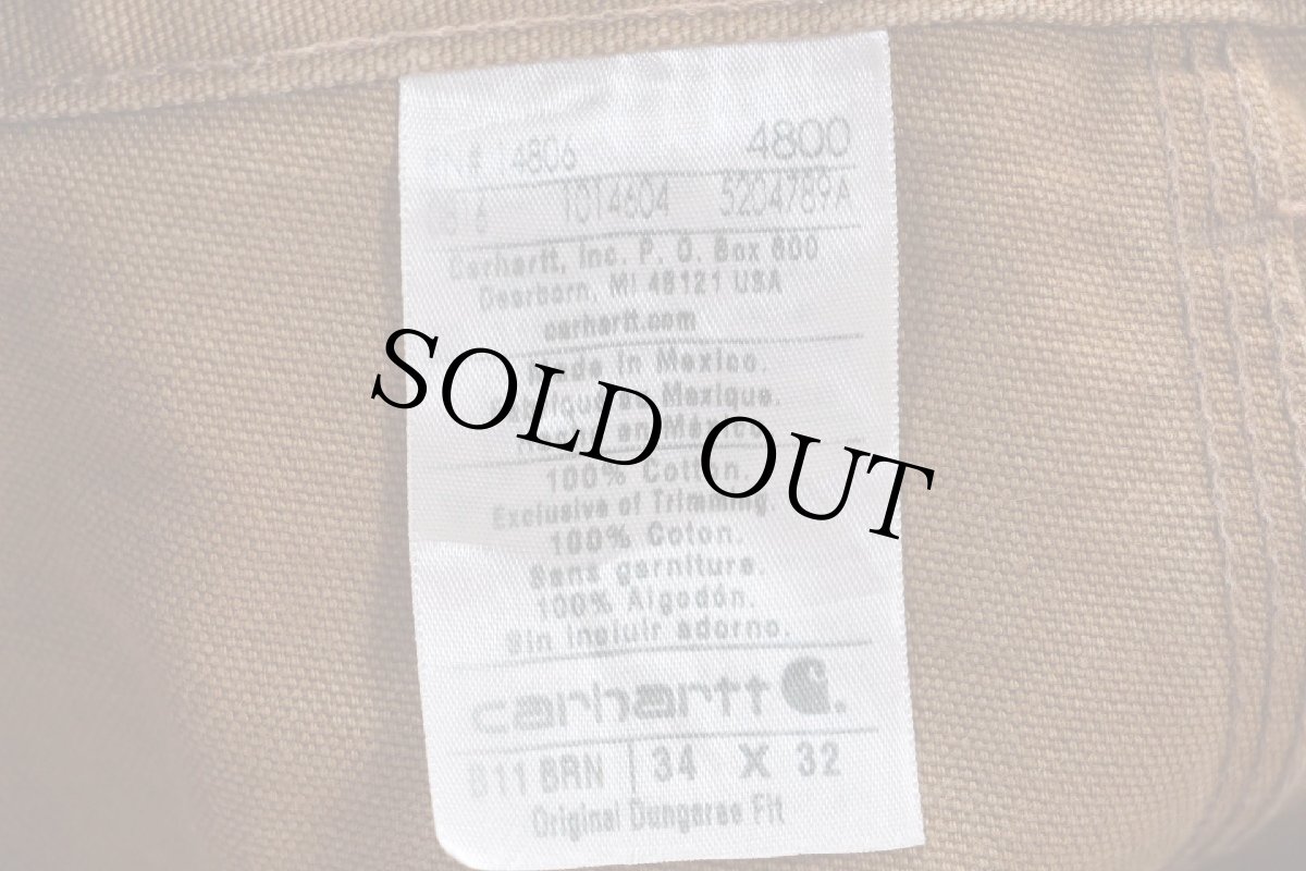 画像6: メキシコ製 carharttカーハート ダック地 ペインターパンツ 茶 W34 L32 (6)