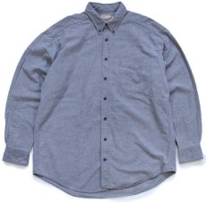 画像1: 90s USA製 Woolrichウールリッチ 無地 ボタンダウン コットン シャモアクロスシャツ グレー L (1)