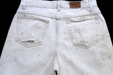 画像5: 90s USA製 L.L.Bean ペンキ飛び&ダメージ カラーデニムパンツ ボロ ライトベージュ W32 L32 (5)