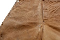 画像8: 90s USA製 carharttカーハート ダブルニー ダック地 オーバーオール 茶 W38 L30 (8)