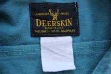 画像4: 80s USA製 DEERSKIN 無地 コットン シャモアクロスシャツ 青緑 (4)