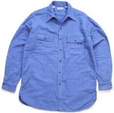 画像1: 80s USA製 L.L.Bean CHAMOIS CLOTH SHIRT 無地 コットン シャモアクロスシャツ 青紫 16.5 L (1)