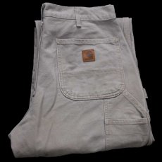 画像1: メキシコ製 carharttカーハート ダック地 ペインターパンツ デザート グレー W32 L34 (1)