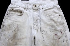 画像4: 90s USA製 L.L.Bean ペンキ飛び&ダメージ カラーデニムパンツ ボロ ライトベージュ W32 L32 (4)