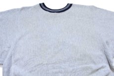 画像7: 90s USA製 Championチャンピオン NOTRE DAME FIGHTIN' IRISH マスコット リブライン リバースウィーブ スウェット 杢グレー×紺 L (7)