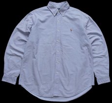 画像1: 00s ラルフローレン CLASSIC FIT ワンポイント ボタンダウン オックスフォード コットンシャツ サックス L★12 (1)