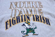 画像4: 90s USA製 Championチャンピオン NOTRE DAME FIGHTIN' IRISH マスコット リブライン リバースウィーブ スウェット 杢グレー×紺 L (4)