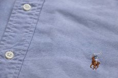 画像4: 00s ラルフローレン CLASSIC FIT ワンポイント ボタンダウン オックスフォード コットンシャツ サックス L★12 (4)