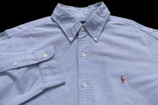 画像3: 00s ラルフローレン CLASSIC FIT ワンポイント ボタンダウン オックスフォード コットンシャツ サックス L★12 (3)