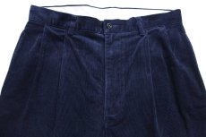 画像4: 00s ポロ ラルフローレン ツータック スラックス コットン コーデュロイパンツ 紺 W33 L30 (4)