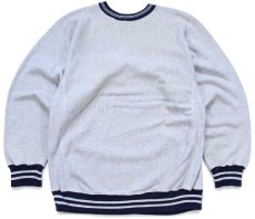画像2: 90s USA製 Championチャンピオン NOTRE DAME FIGHTIN' IRISH マスコット リブライン リバースウィーブ スウェット 杢グレー×紺 L (2)