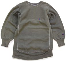 画像1: 90s メキシコ製 Championチャンピオン ワンポイント リバースウィーブ スウェット 後染め グリーングレー フェード M (1)