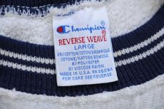 画像5: 90s USA製 Championチャンピオン NOTRE DAME FIGHTIN' IRISH マスコット リブライン リバースウィーブ スウェット 杢グレー×紺 L (5)