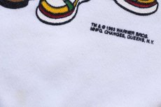 画像4: 90s USA製 WARNER BROS LOONEY TUNES タズマニアンデビル ワイリーコヨーテ バッグスバニー 両面プリント スウェット 白 キッズL (4)