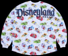 画像2: DISNEYディズニー SPIRIT JERSEY Disneyland RESORT ミッキー マウス ピノキオ ダンボ ピーターパン 総柄 コットン長袖Tシャツ★特大 (2)