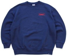 画像1: 00s LOWE'S ロゴ刺繍 スウェット 紺 フェード XL (1)