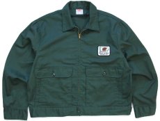 画像1: 70s TOPPMASTER BEAR ISLAND PAPER CO. パッチ付き ワークジャケット 濃緑 46R (1)