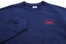 画像3: 00s LOWE'S ロゴ刺繍 スウェット 紺 フェード XL (3)