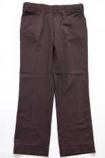 画像2: 70s USA製 HBARC ポリエステル ランチパンツ 焦げ茶 W35 (2)