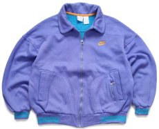 画像1: 90s NIKEナイキ ロゴ刺繍 ドルマンスリーブ スウェット ジャケット 青紫 (1)