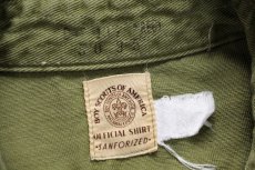 画像4: 60s BSA ボーイスカウト パッチ付き コットンツイルシャツ オリーブ 13.5 (4)